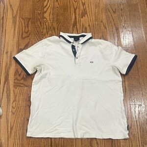 A/X Armani Exchange White Polo with Black Accents